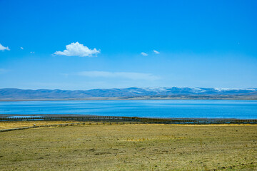 Aba, Sichuan Province - mountains and grasslands under the blue sky
