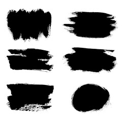 Hand drawn grunge ink brush strokes and lines, creative brush lines with rough edges. Abstract freehand doodle line borders. Black splashes