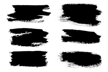 Hand drawn grunge ink brush strokes and lines, creative brush lines with rough edges. Abstract freehand doodle line borders. Black splashes