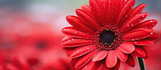 close up view of the red flower daisy. Creative banner. Copyspace image
