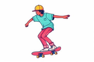 Obraz premium Flat style skater boy on skate
