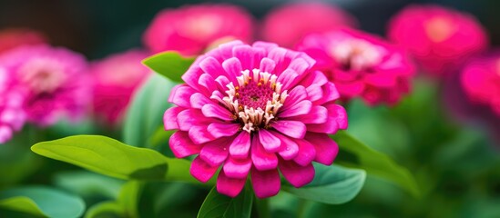 Obraz premium Zinnia elegans is one of the most well known annual flowering plants in the Zinnia genus This flower thrives in both hot and cold places The various color variations are very attractive