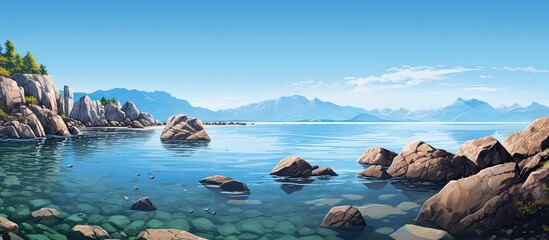 Rocks and Water. Creative banner. Copyspace image