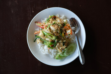 Curry powder seafood fried rice, a popular made-to-order dish