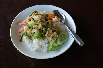 Curry powder seafood fried rice, a popular made-to-order dish