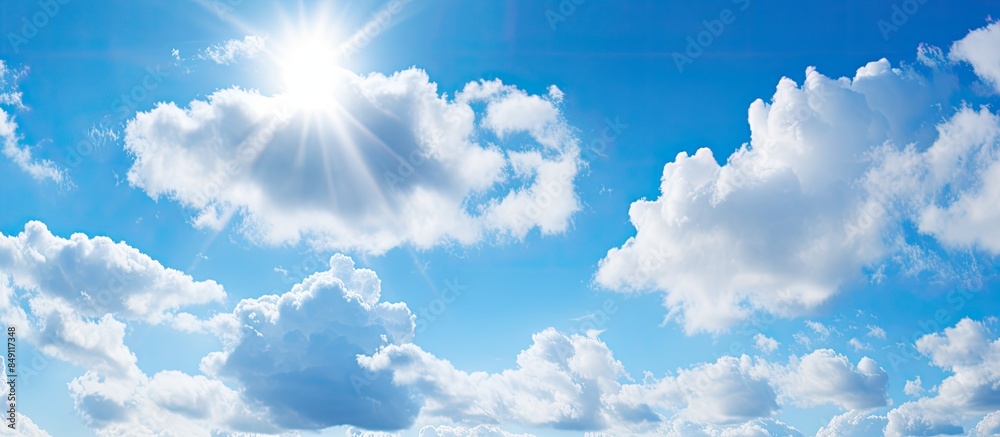 Aufkleber clouds and sky with the sun making the clouds bright. creative banner. copyspace image