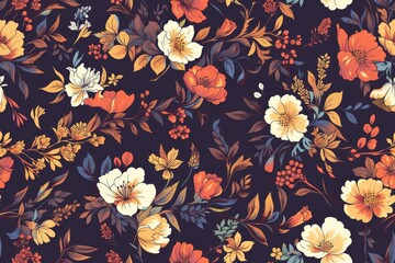 Floral Pattern with Warm Tones