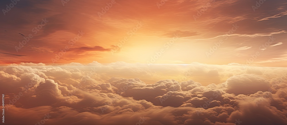 Poster sunset covered with clouds. creative banner. copyspace image