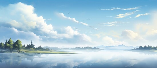 Fototapeta premium An early morning landscape from Bosan. Creative banner. Copyspace image