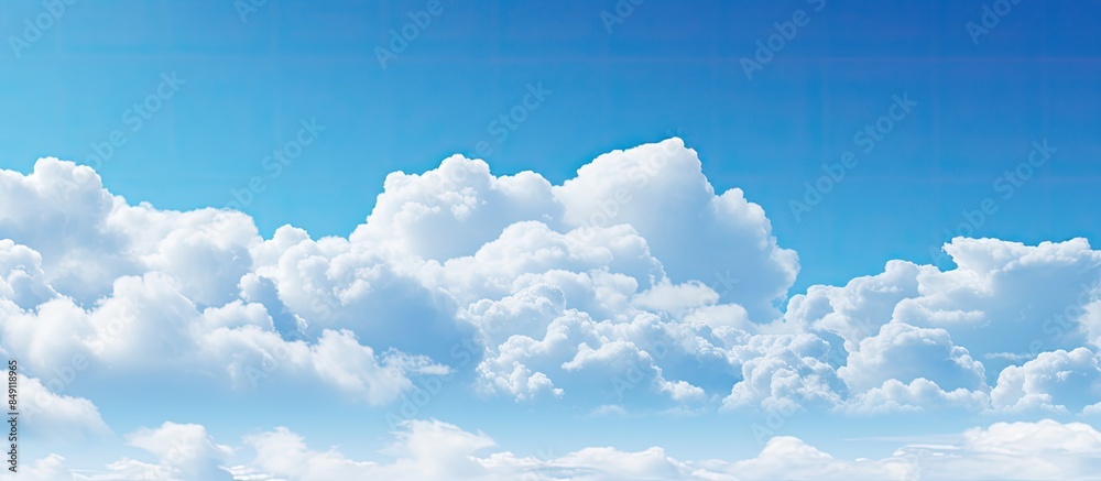 Poster soft white clouds against blue sky background and empty space. creative banner. copyspace image