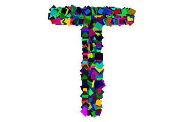 Colorful alphabet letter t for education concept