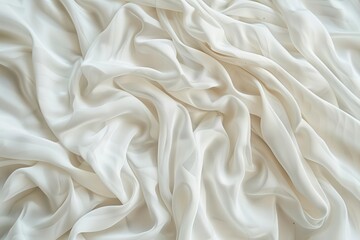 Obraz premium soft rippled white fabric texture unmade bed sheet closeup abstract background photo