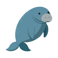 illustration of a manatee animal on white