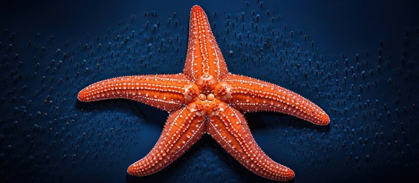 Starfish or sea stars are star shaped echinoderms belonging to the class Asteroidea Starfish are marine invertebrates They typically have a central disc and five arms. Creative banner. Copyspace image