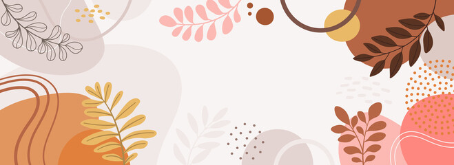 Design banner Spring background with beautiful.. Colorful background with tropical plants.