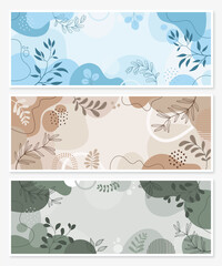 Design banner Spring background with beautiful.. Colorful background with tropical plants.