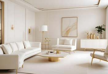 white and gold theme modern interior