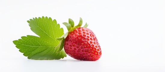 Fresh juicy strawberries with leaves Strawberry. Creative banner. Copyspace image