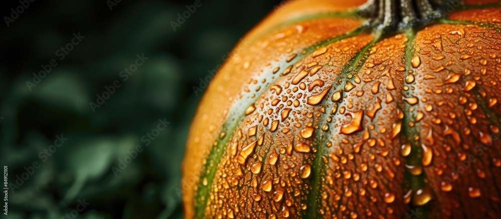 Canvas Prints Close up rough green and orange skin of pumskin. Creative banner. Copyspace image