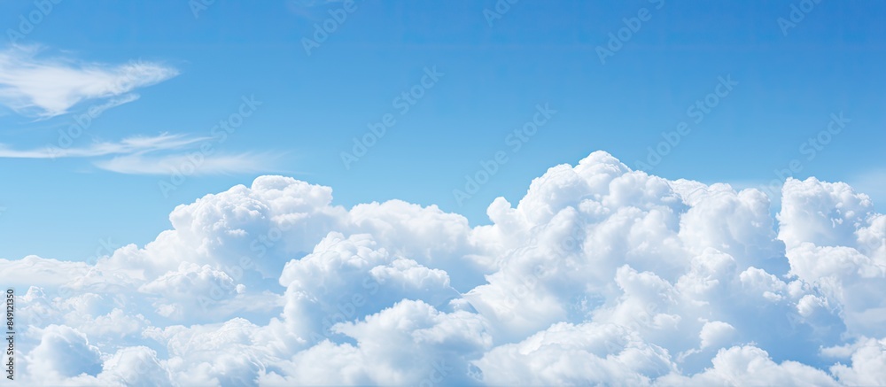 Aufkleber soft white clouds against blue sky background and empty space. creative banner. copyspace image