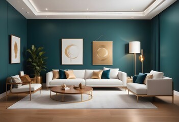 white and gold theme modern interior
