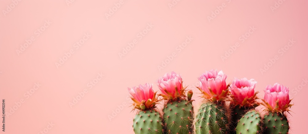 Poster the image of the beautiful cactus. creative banner. copyspace image
