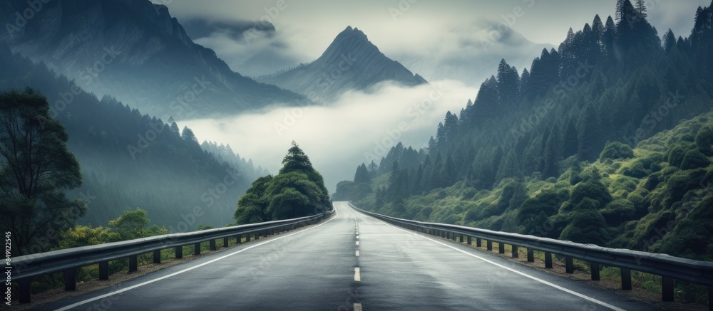 Poster Empty car road in nature. Creative banner. Copyspace image