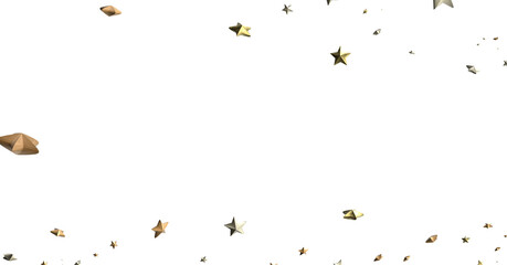 Stars - Holiday golden decoration, glitter frame isolated -