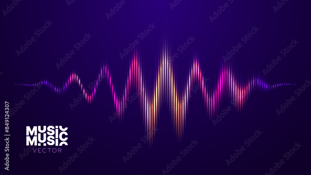 Poster Abstract Digital EQ Equalizer. Sound Wave Design Element. Speaking Sound Wave Vector Illustration. Artificial Intelligence AI Assistant Voice Visualization.