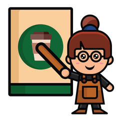 illustration of girl with blackboard