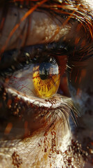 Close up of Eye Reflecting Nature Beauty in Detail, Natural Imagery Perspective, Macro Photography, Wild Eye Wonders with Intricate Texture