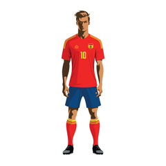 Soccer player in Spain team uniform