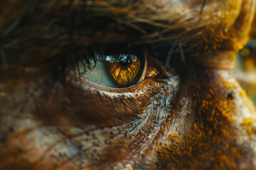 Intense Close Up of a Human Eye with Golden Reflections Capturing Emotion and Detail in Stunning Photography