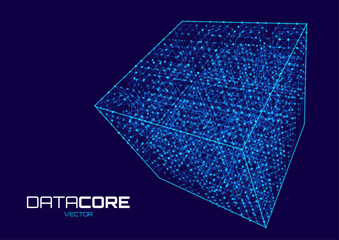 Big Data Storage Technology. Abstract Data Cube Background. Modern Technology Banner. Information Server. Data Science Computer Science Algorithms Vector Illustration.