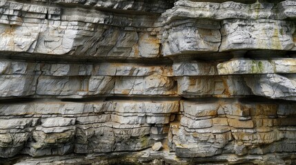 Close up view of layered limestone rock formations