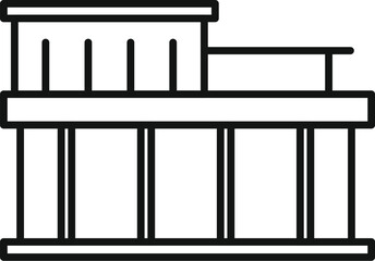 Simple line art illustration of a modern house with big windows standing on pillars