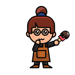 
illustration of girl holding ice cream