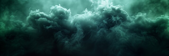 Fototapeta premium green smoke, dark background, wallpaper, cinematic, realistic
