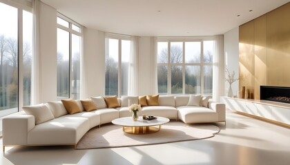 Fototapeta premium white and gold theme modern interior