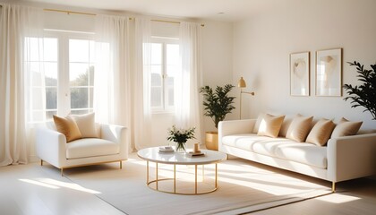 Fototapeta premium white and gold theme modern interior