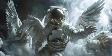 a image of an astronaut in a space suit with wings