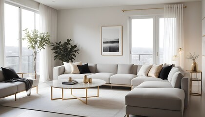 Fototapeta premium white and gold theme modern interior