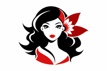 Vector of Beautiful Fashion Girl Face Logo Black Silhouette,woman, hair, face, beauty, vector, fashion, illustration, lady, glamour, lips, art, head, style, 