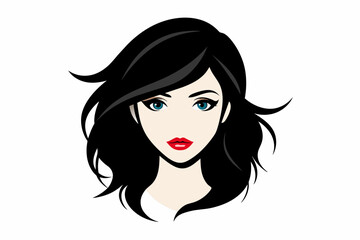 Vector of Beautiful Fashion Girl Face Logo Black Silhouette,woman, hair, face, beauty, vector, fashion, illustration, lady, glamour, lips, art, head, style, 