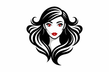 Vector of Beautiful Fashion Girl Face Logo Black Silhouette,woman, hair, face, beauty, vector, fashion, illustration, lady, glamour, lips, art, head, style, 