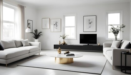 Fototapeta premium white and gold theme modern interior