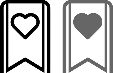 set of bookmark icons with heart. favorite icons symbol - add to favorites with heart symbol. vector illustration