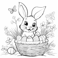 easter bunny with basket of eggs