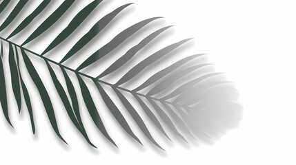 Fototapeta premium Realistic transparent shadow from a leaf of a palm tree on the white background. Tropical leaves shadow. Mockup with palm leaves shadow.