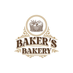 Retro Bakery Logo Design Bake and Cake Pastry